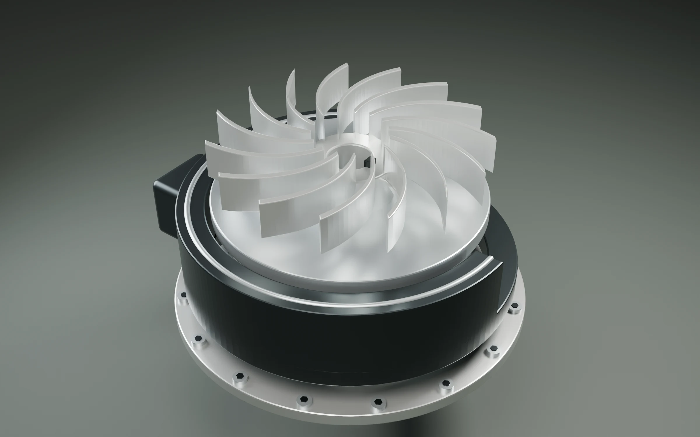Centrifugal impeller cartridge — exploded concept assembly